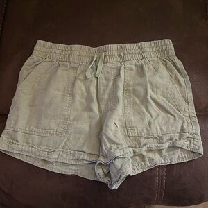 Women’s Olive Green Linen Shorts